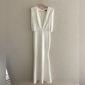 Bella & Bloom Boutique White Maxi Dress with Fringe Sleeves | Bridal | Western